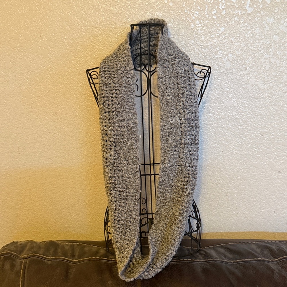 Cozy Gray Knit Infinity Scarf